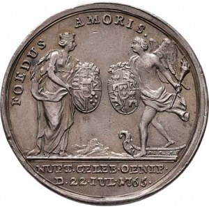 Leopold II. a Marie Ludovica Španělská, Wideman - AR svatební jeton 22.VII.1765 - portréty