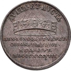 Ferdinand V., 1835 - 1848, AR menší jeton na korunovaci v Miláně - září 1838 -