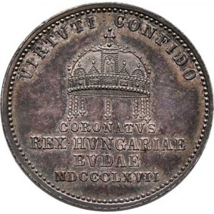 František Josef I., 1848 - 1916, Větší latin. peníz na korunovaci v Budíně 8.6.1867 -