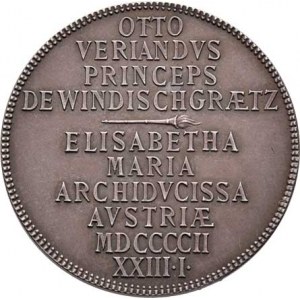 Arcivév. Elizabetha Marie a Otto Windischgrätz, Sign.AV - AR svatbní jeton 23.1.1902 - dva korunova
