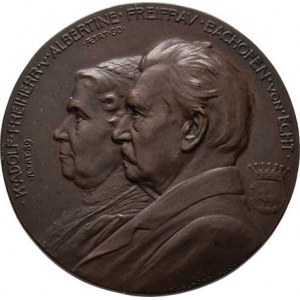 Bachofen von Echt, Adolf a Albertine, Placht - AE medaile na diamatovou svatbu 1919 -