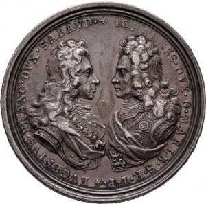 Evžen Savojský a John Churchill vév. z Marlborough, P.H.Müller - AR medaile na pět obsazených měst