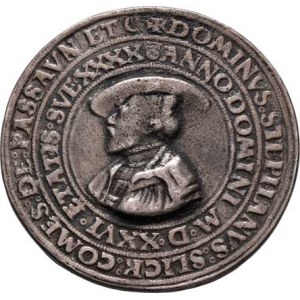 Schlick Štěpán, 1487 - 1526, Úmrtní tolar na podívanou 1526 - poprsí v klobouku