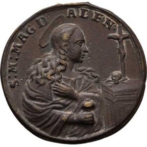 Církevní medaile - lité svátostky kruhové, Svatá Marie Magdalena, opis / sv. Antonín Paduánský,