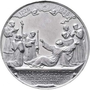 Církevní medaile - ražené svátostky kruhové, Sv.František Serafínský, opis/ umírající sv.František
