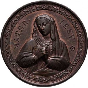 Církevní medaile - ostatní - nesignované, Panna Marie, opis / Poslední večeře Páně, 3-řádkový