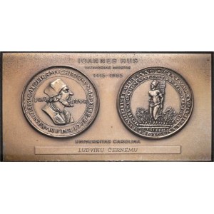 Církevní medaile - Mistr Jan Hus, Plaketa Karlovy university 1965 - avers a revers
