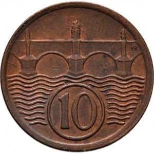 Československo 1918 - 1938, 10 Haléř 1922, KM.3 (CuZn), 1.921g, skvrnky, patina