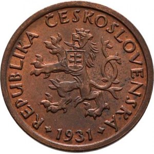 Československo 1918 - 1938, 10 Haléř 1931, KM.3 (CuZn), 2.024g, patina