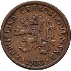 Československo 1918 - 1938, 10 Haléř 1933, KM.3 (CuZn), 1.993g, nep.hr., pěkná