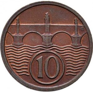 Československo 1918 - 1938, 10 Haléř 1936, KM.3 (CuZn), 2.030g, krásná patina