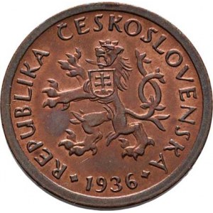 Československo 1918 - 1938, 10 Haléř 1936, KM.3 (CuZn), 2.030g, krásná patina