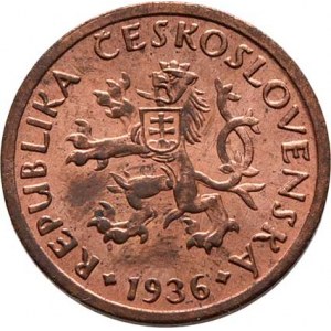 Československo 1918 - 1938, 10 Haléř 1936, KM.3 (CuZn), 2.017g, skvrnky