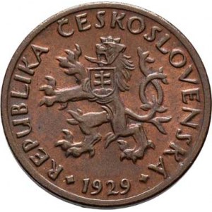 Československo 1918 - 1938, 5 Haléř 1929, KM.6 (CuZn), 1.736g, nep.hr., pěkná