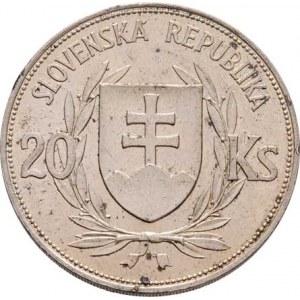 Slovenská republika, 1939 - 1945, 20 Koruna 1939 - volební, KM.3 (Ag500), 14.993g,