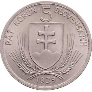 Slovenská republika, 1939 - 1945, 5 Koruna 1939 - 2 různé varianty čárky nad Á ve