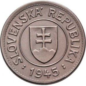 Slovenská republika, 1939 - 1945, 1 Koruna 1945, KM.6 (CuNi), 5.055g, pěkná pat., téměř