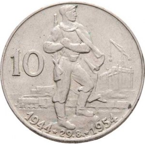 Československo 1953 - 1960, 10 Koruna 1954 - 10 let SNP, KM.40 (Ag500, 250.000