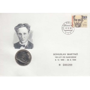 Numismatické dopisy, údobí let 1990 - 1993, 100 Koruna 1990 - Bohuslav Martinů (mince, obálka,