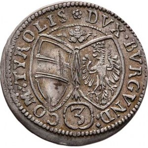 Arcivévoda Ferdinand Karel, 1632 - 1662, 3 Krejcar 1649, Hall, M-A.147, 1.495g, mírně exc.,