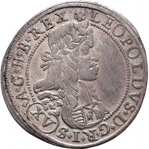 Leopold I., 1657 - 1705, XV Krejcar 1664, Štýrský Hradec-Haydt, Höll.64.2.2,