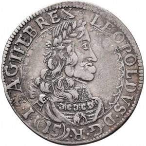 Leopold I., 1657 - 1705, 15 Krejcar 1675 bz, Svatý Vít-Strauss, Höll.75.1.1,