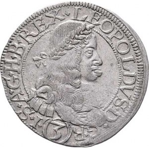 Leopold I., 1657 - 1705, 3 Krejcar 1666, Vídeň-Faber, Nech.1964, M-A.165,