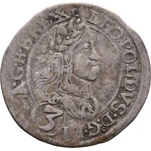 Leopold I., 1657 - 1705, 3 Krejcar 1666, Štýrský Hradec, Nech.2208, M-A.165,