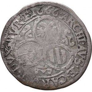 Leopold I., 1657 - 1705, 3 Krejcar 1666, Štýrský Hradec, Nech.2208, M-A.165,