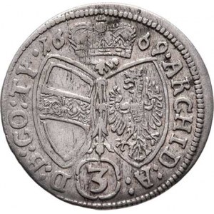 Leopold I., 1657 - 1705, 3 Krejcar 1669, Hall, Nech.2431, M-A.168, 1.488g,