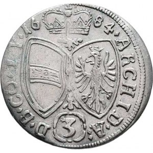 Leopold I., 1657 - 1705, 3 Krejcar 1684, Hall, Nech.2446, M-A.183, 1.488g,