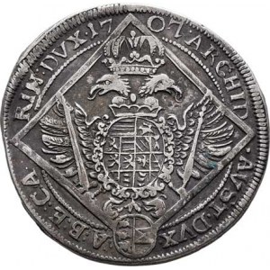 Josef I., 1705 - 1711, 1/4 Tolar 1707, Sv.Vít-Preiss, M-A.206, 7.218g,