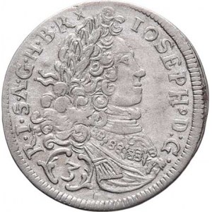 Josef I., 1705 - 1711, 3 Krejcar 1706, Mnichov, M-A.205, 1.539g, mírně