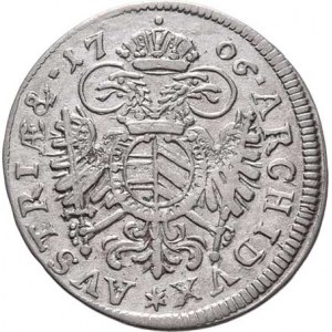 Josef I., 1705 - 1711, 3 Krejcar 1706, Mnichov, M-A.205, 1.539g, mírně