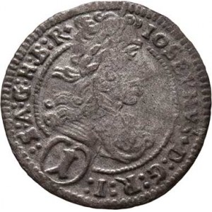 Josef I., 1705 - 1711, Krejcar 1707 IA, Št.Hradec-Aigmann, M-A.206, 0.492g,