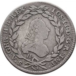 Josef II., (1765 -) 1780 - 1790, 10 Krejcar 1787 H, Günzburg, P.32, M-A.289, 3.657g,