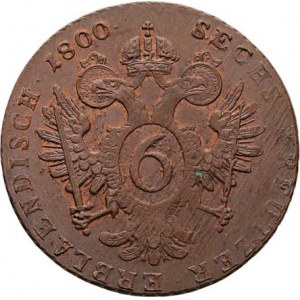 František II., 1792 - 1835, Cu 6 Krejcar 1800 F, Hall, 13.484g, mírně just.,