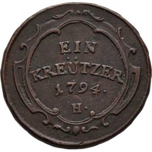 František II., 1792 - 1835, Cu Krejcar 1794 H - Günzburg, 7.572g, nep.hr.,