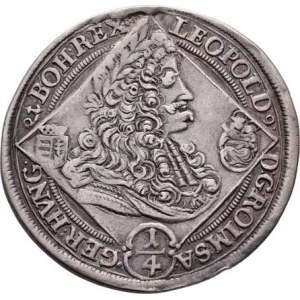 Leopold I., 1657 - 1705, 1/4 Tolar 1695 KB, Nech.1133, Husz.1410, 7.034g,