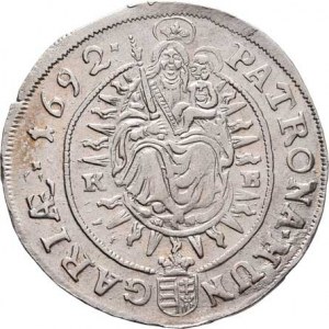 Leopold I., 1657 - 1705, XV Krejcar 1692 KB, Kremnica, Höll.92.1.1, Nech.1179,