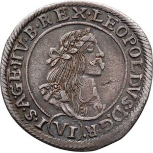 Leopold I., 1657 - 1705, VI Krejcar 1670 KB, Nech.1191, Husz.1450, 3.023g,