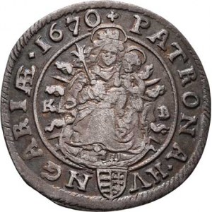 Leopold I., 1657 - 1705, VI Krejcar 1670 KB, Nech.1191, Husz.1450, 3.023g,