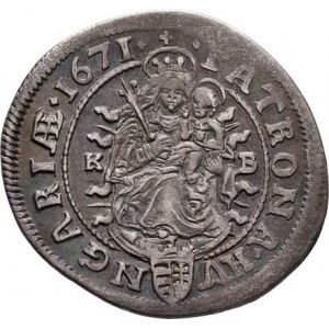 Leopold I., 1657 - 1705, VI Krejcar 1671 KB, Nech.1192, Husz.1450, 3.179g,