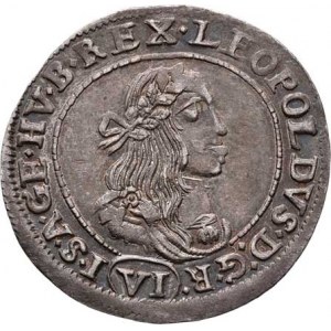 Leopold I., 1657 - 1705, VI Krejcar 1672 KB, Nech.1193, Husz.1450, 2.690g,