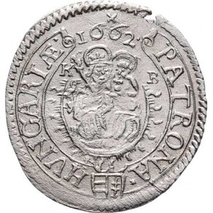 Leopold I., 1657 - 1705, 3 Krejcar 1662 KB, Nech.1205, Husz.1464 - úzký