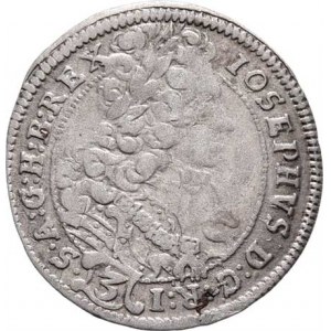 Josef I., 1705 - 1711, 3 Krejcar 1707 CH/C-HS, Bratislava-Hunger, Husz.1577,