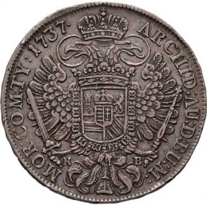 Karel III.(VI.), 1711 - 1740, Tolar 1737 KB, Kremnica, Hal.556, Husz.1606, 28.658g,