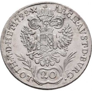 Leopold II., 1790 - 1792, 20 Krejcar 1792 G, Velká Baňa, P.16, Husz.1915,