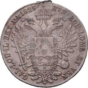 František II., 1792 - 1835, Tolar konvenční 1825 B, Kremnica, 27.969g, stopa po