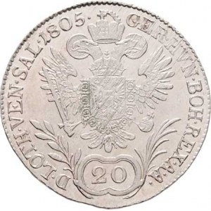 František II., 1792 - 1835, 20 Krejcar 1805 B - s říšskou korunou a tituly císaře
